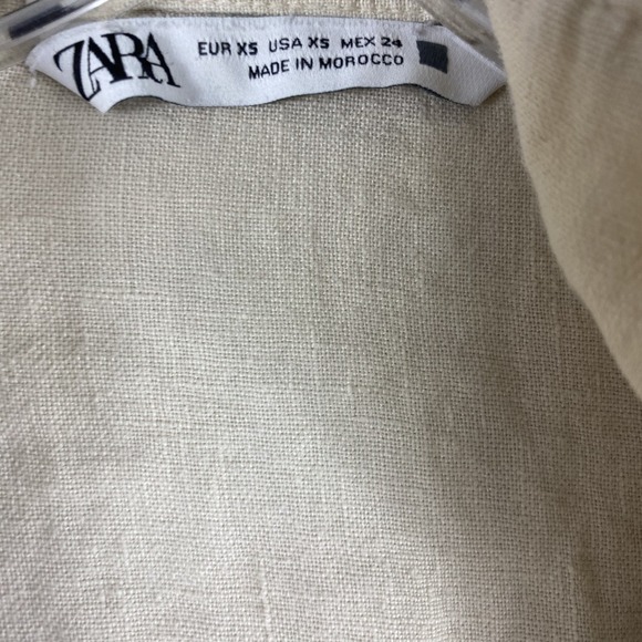 2/$30 Zara Blouse Top Shirt Sz XS Beige 100% Linen Boxy Coastal Lagenlook - Picture 4 of 10